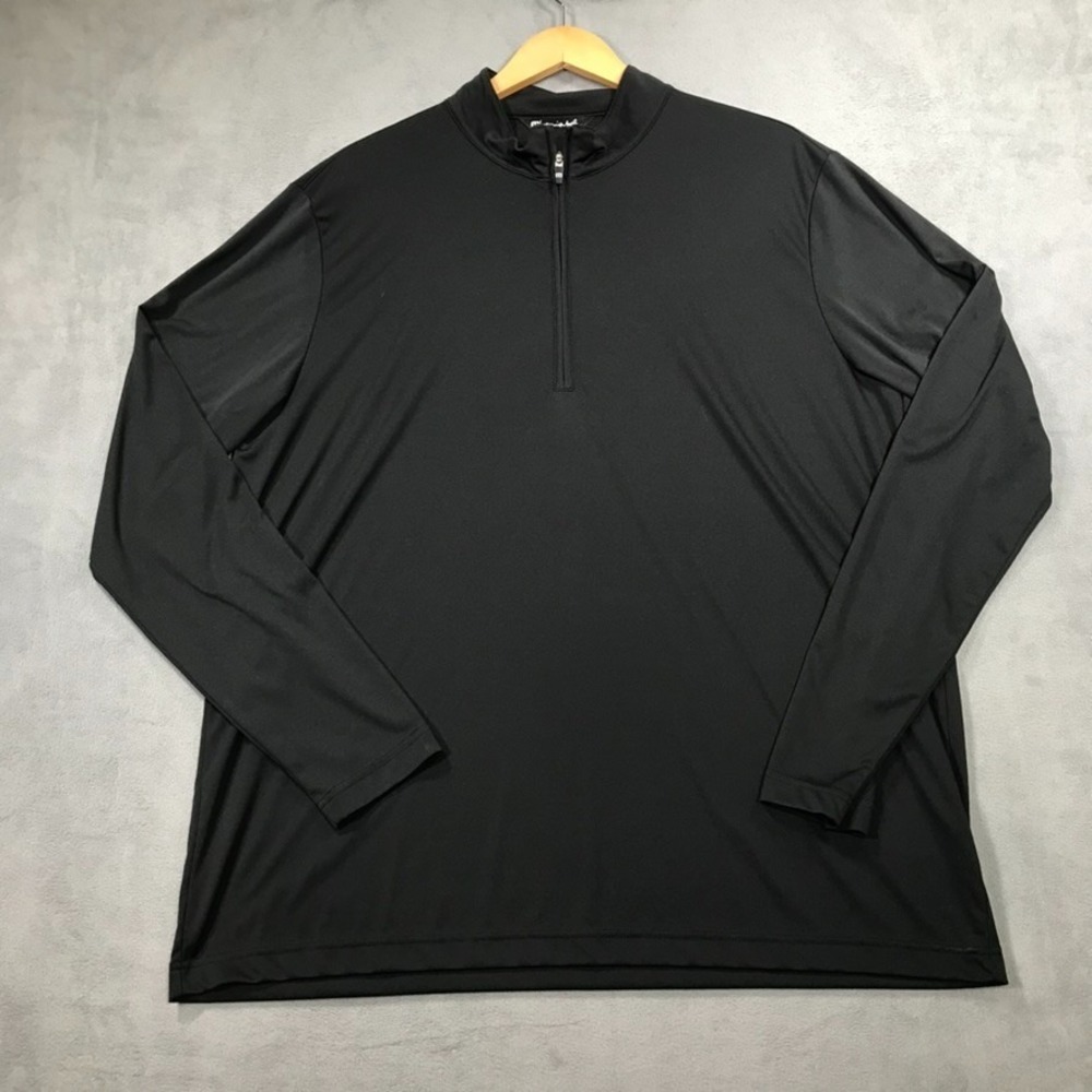 Travis Mathew Coto 1/4 Zip Pullover Golf Men's XXL 2XL Long Sleeve Black Preppy